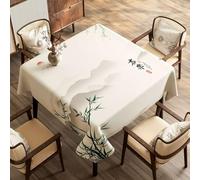 FANSU Nappe Exterieur Toile Cirée Impermeable, Motif Vue Montagne Nappe Plastique PVC Anti Tache Rectangulaire pour Fête Jardin Salle à Manger Cuisine Salon Balcon (Feuille de Bambou,100x100cm)