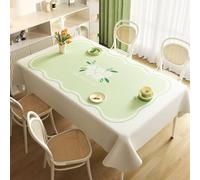 FANSU Nappe Exterieur Toile Cirée Impermeable, Style Fleur Nappe Plastique PVC Anti Tache Rectangulaire Protection de Table pour Fête Jardin Anniversaire Cuisine Balcon (Feuille Verte,120x180cm)