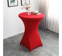 FANSU Nappe pour Table Cocktail, Housse pour Table Haute de Cocktail Housse Mange Debout Ronde Extensible avec 4 Poches Jambes pour Bar Mariage Banquet Anniversaire (80x110cm,Rouge)