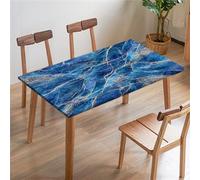 FANSU Nappe Rectangulaire Carré Ajustée, Nappe à Bords élastiques, Marbre Classique Nappe de Table pour Extérieur, la terrasse, Cuisine Fête Jardin et Salle à Manger (140x80cm,Bleu)