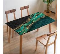 FANSU Nappe Rectangulaire Carré Ajustée, Nappe à Bords élastiques, Marbre Classique Nappe de Table pour Extérieur, la terrasse, Cuisine Fête Jardin et Salle à Manger (140x80cm,Turquoise)