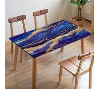FANSU Nappe Rectangulaire Carré Ajustée, Nappe à Bords élastiques, Marbre Classique Nappe de Table pour Extérieur, la terrasse, Cuisine Fête Jardin et Salle à Manger (140x80cm,Bleu Royal)