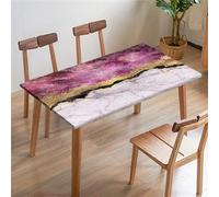 FANSU Nappe Rectangulaire Carré Ajustée, Nappe à Bords élastiques, Marbre Classique Nappe de Table pour Extérieur, la terrasse, Cuisine Fête Jardin et Salle à Manger (140x80cm,Rose Violet)