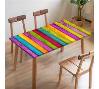 FANSU Nappe Rectangulaire Carré Ajustée, Nappe à Bords élastiques, Résistant Rétro Classique Nappe de Table pour la terrasse, Cuisine Fête Extérieur Jardin Salle à Manger (Arc-en-Ciel,4ft/122x61cm)