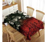 FANSU Nappe Rectangulaire, Crâne 3D Nappe de Table Anti Tache Résistant Facile d’Entretien Nappe pour Fête Restaurant Cuisine Jardin Décoration (140x200cm,Fleur de Rose)