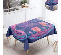 FANSU Nappe Rectangulaire, Cuisine 3D l'éléphant Nappe de Table Imperméable Anti Tache Résistant Lavable et Facile d?Entretien Nappe pour Fête Restaurant Décoration (Violet Totem,140x220cm)