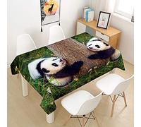 FANSU Nappe Rectangulaire, Cuisine 3D Panda Nappe de Table Imperméable Anti Tache Résistant Lavable et Facile d?Entretien Nappe pour Fête Restaurant Jardin Décoration (Double Panda,140x140cm)