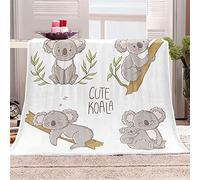 FANSU Plaid Couverture Polaire Flanelle, Imprimé 3D Hiver Chaude Douce Moelleuse Microfibre Couverture de Lit Couvre-lit Jeté de Canapé, Convient Adulte et Enfant (Koala,150x180cm)