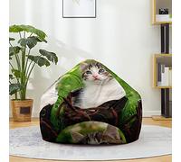 FANSU Pouf Poire sans Remplissage, Pouf pour Enfant Ado Adulte, Pouf Salon Chambre Soft, 3D Chat Imprimer Sac Haricots, Polyvalent Pouf de Rangement (80x90cm,Chat et Chaussures Cuir)