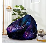 FANSU Pouf Poire Sans Remplissage Pour Enfant Ado Adulte, 3D Ciel Étoilé Salon Chambre, Uniquement Housse Sac Haricots, Polyvalent de Rangement (90x110cm, Noir Violet)