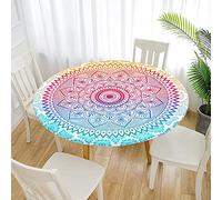 FANSU Protège Table Elastiqué Rond Nappe Anti-Taches pour La Maison Patio Deck Table À Thé Cuisine Salle À Manger Décoration De Mariage De Fête (150cm,Bohême)