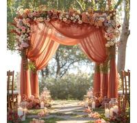 FANSU Rideau Arche de Mariage, Rideau de Fond en Tulle Tenture Tulle Mariage 1 Panneaux Voilage Tenture Voilage Drapés en Mousseline pour Cérémonie Toile de Fond (Couleur Caramel,80x600cm)