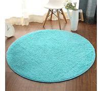 FANSU Tapis Salon Shaggy Design Moderne Poils Longs Ronde Couleur Unie, Interieur Antidérapant Ultra Doux Descente de lit Grande Taille Tapis pour Salon Chambre Canapé Natte (Bleu Ciel,100cm)
