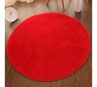 FANSU Tapis Salon Shaggy Design Moderne Poils Longs Ronde Couleur Unie, Interieur Antidérapant Ultra Doux Descente de lit Grande Taille Tapis pour Salon Chambre Canapé Natte (Rouge,80cm)