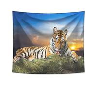 FANSU Tapisserie Murale Tissus, 3D Home Décorations pour Salon Chambre à Coucher de Dortoir Tenture Couverture Tapestry Bohème Plage (Tigre de Montagne,130x150cm)
