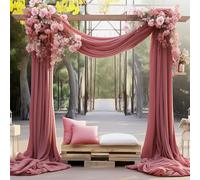 FANSU Tenture Arche Mariage, Rideau en Tulle Mariage Voilage Tenture Mariage Draperie Arche Mariage Rideaux en Mousseline pour Réception Toile de Fond (2.4x19.6ft/75x600cm,Rose foncé)