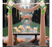 FANSU Tenture Arche Mariage, Rideau en Tulle Mariage Voilage Tenture Mariage Draperie Arche Mariage Rideaux en Mousseline pour Réception Toile de Fond (2.4x19.6ft/75x600cm,Bronzer)