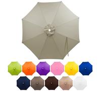 FANSU Toile de Rechange pour Parasol 2,7M-3m Housse de Protection Imperméable, Toile de Parasol Jardin pour 6/8 Baleines, Idéal pour Terrasse et Balcon (3,3 Mois - 8 côtes,Gris)