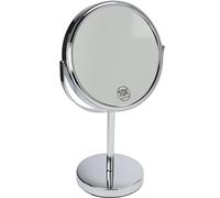 Fantasia Miroir sur Pied Rond Double Face grossissant Normal et 10 x Ø 18 cm, Hauteur 32 cm, Miroir cosmétique métal/argenté