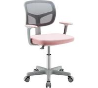 FANTASK Chaise de Bureau pivotante à 360° - avec 5 Roues verrouillables - Chaise d'ordinateur réglable en Hauteur de 80 à 91,5 cm avec Dossier et accoudoirs - pour Enfants de 3 à 10 Ans - Rose
