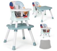 FANTASK Chaise haute combinée 6 en 1 pour bébé, table d'apprentissage, table d'apprentissage, chaise haute, chaise de salle à manger, chaise haute pour enfant avec ceinture de sécurité et plateau