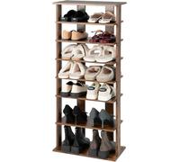 FANTASK Étagère à chaussures en bois réglable en hauteur, 8 compartiments, rangement vertical pour chaussures, gain de place, double conception, étagère d'angle autoportante style industriel