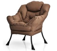 FANTASK Fauteuil de Relaxation rembourré avec accoudoirs et Poche latérale pour Salon, Chambre à Coucher, Bureau (Marron)