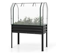 FANTASK Jardinière 3 en 1 avec Couvercle en polyéthylène, 112 x 55 x 152 cm, jardinière surélevée avec Porte Enroulable, Plate-Bande de Jardin en métal galvanisé, jardinière d'herbes aromatiques pour
