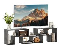 FANTASK Meuble TV à Combiner Librement - 3 pièces - en Bois - pour TV jusqu'à 65" - Meuble TV Extensible - Étagère de Rangement Multifonction (Gris, 134-180) x 30 x 43 cm