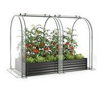 FANTASK Serre 3 en 1 avec Plate-Bande surélevée, 180 x 100 x 145 cm, jardinière surélevée avec Couverture en PVC et 2 fenêtres, Serre en Film pour Herbes, Fleurs et légumes, jardinière pour Jardin