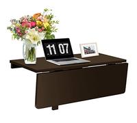 FANTASK Table Murale Pliante - 80 x 60 cm - Peu encombrante - pour Cuisine, Salle à Manger et Bureau - Marron