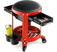 FANTASK Tabouret de mécanicien Roulant avec 2 tiroirs, Porte-canettes, étagère et siège Amovible, Charge maximale de 150 kg