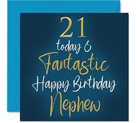 Fantastiques cartes d'anniversaire 21 ans pour neveu - 21 aujourd'hui et fantastique - Carte d'anniversaire pour neveu de la part d'une tante oncle, 145 mm