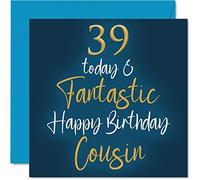 Fantastiques cartes d'anniversaire 39 ans pour cousin - 39 Today & Fantastic - Carte d'anniversaire pour cousin la part d'un parent cadeau d'anniversaire pour cousin cartes vœux d'anniversaire
