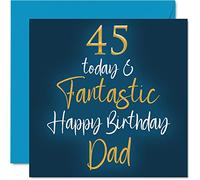 Fantastiques cartes d'anniversaire 45 ans pour papa - 45 Today & Fantastic - Carte d'anniversaire pour papa la part son fils et sa fille cadeaux d'anniversaire pour père cartes vœux d'anniversaire