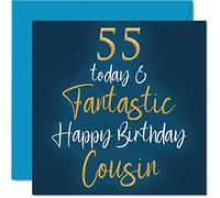 Fantastiques cartes d'anniversaire 55 ans pour cousin - 55 aujourd'hui et fantastique - Carte d'anniversaire pour cousin de la part d'un parent, cadeau d'anniversaire pour cousin, 145 mm x 145 mm