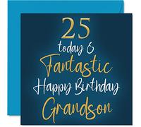 Fantastiques cartes d'anniversaire pour petit-fils - 25 Today & Fantastic - Carte d'anniversaire pour petit-fils de la part de grands-parents, cadeaux d'anniversaire pour petit-fils, 145 mm x 145 mm