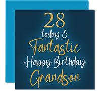 Fantastiques cartes d'anniversaire pour petit-fils - 28 Today & Fantastic - Carte d'anniversaire pour petit-fils de la part de grands-parents, cadeaux d'anniversaire pour petit-fils, 145 mm x 145 mm
