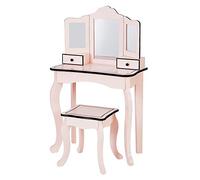 Fantasy Fields Coiffeuse Enfant en Bois avec Miroir et Tabouret Fille Rose Teamson TD-13028P