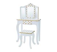 Fantasy Fields Coiffeuse Enfant en Bois avec Miroir Tabouret Blanc Or Teamson TD-11670M