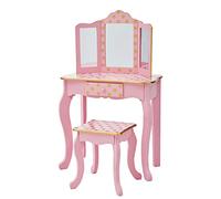 Fantasy Fields Coiffeuse Enfant Tabouret Miroir en Bois Rose Teamson TD-11670L