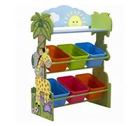 Fantasy Fields Etagère de Rangement avec 6 bacs en Bois Bleu Enfant Sunny Safari TD-12242AR