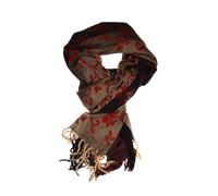 Fantazia - Chèche - Foulard coton Népal - Cheche Royal noir et gris imprime fleuri rouge