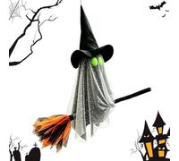 Fantôme Volant avec Balai Déco DIY Effrayante Chapeau De Sorcière Volant Et
