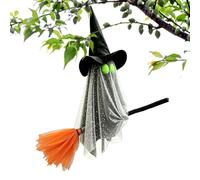 Fantôme Volant Avec Balai Décoration Volante LED Effrayante Sur Balai DIY | Déco Halloween Fantôme Lumineux Pour Maison Hantée Cadre De Fenêtre Porche Cour Clôture