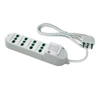 Fanton 41023 Multiprise bipasso 4 Prises Italiennes 2P+T 16A avec câble et Interrupteur Bipolaire Lumineux, Blanc, 1,5 m