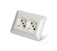 FANTON 42100-27 Multiprise universelle encastrée OPERA/MTX double prise bipas schuko 2P+T 16A pré-câblé pour boîte à 3 modules