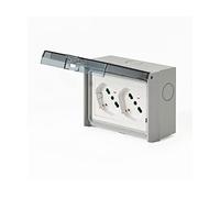 FANTON 421021PAR Multiprise universelle à encastrer OPERA/PLA double prise schuko 2P+T 16A IP55avec boîte murale à 3 modules