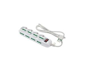 FANTON 474184 Multiprise Triax 4 Prises bipasso-schuko, 8 Prises biphasées, câble 1,5 m, fiche à équipe 10 A + Interrupteur de sécurité Blanc