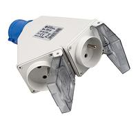 FANTON 73115 Fiche adaptateur industriel 2P+T 16A 200-250V 6h IP44 2 prises françaises 2P+T 16A IP44